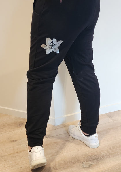 Black Silver Lilly Bee French Terry Pants