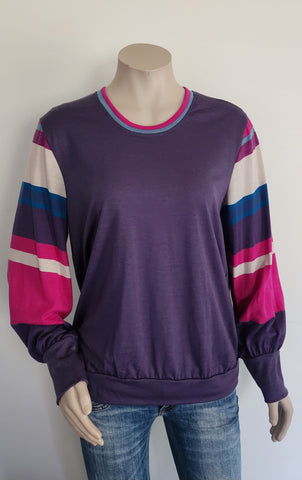 Merino Stripe Jumper - Grape / Pink