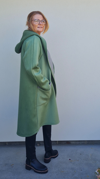 100% Wool Coat Blue , Pink & Green