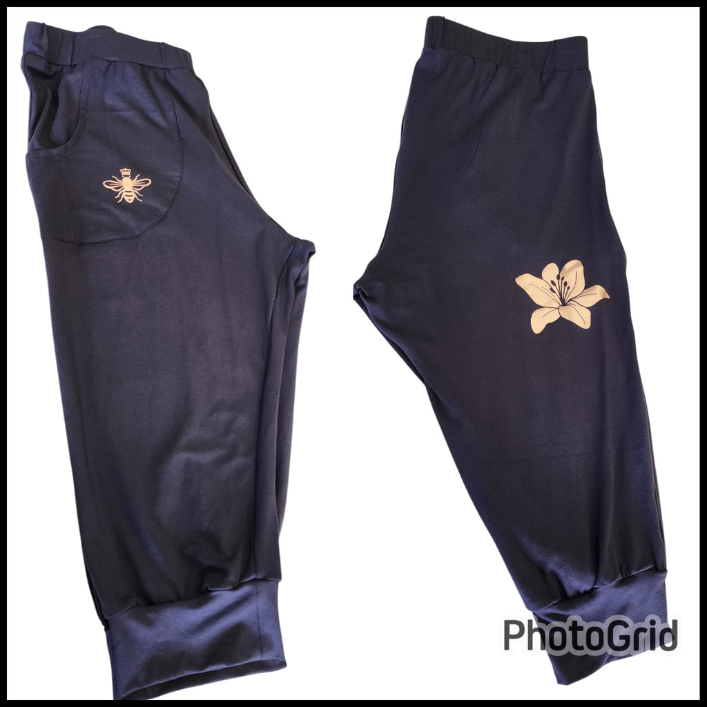 3/4 Navy Rose Gold Lilly Bee Pants