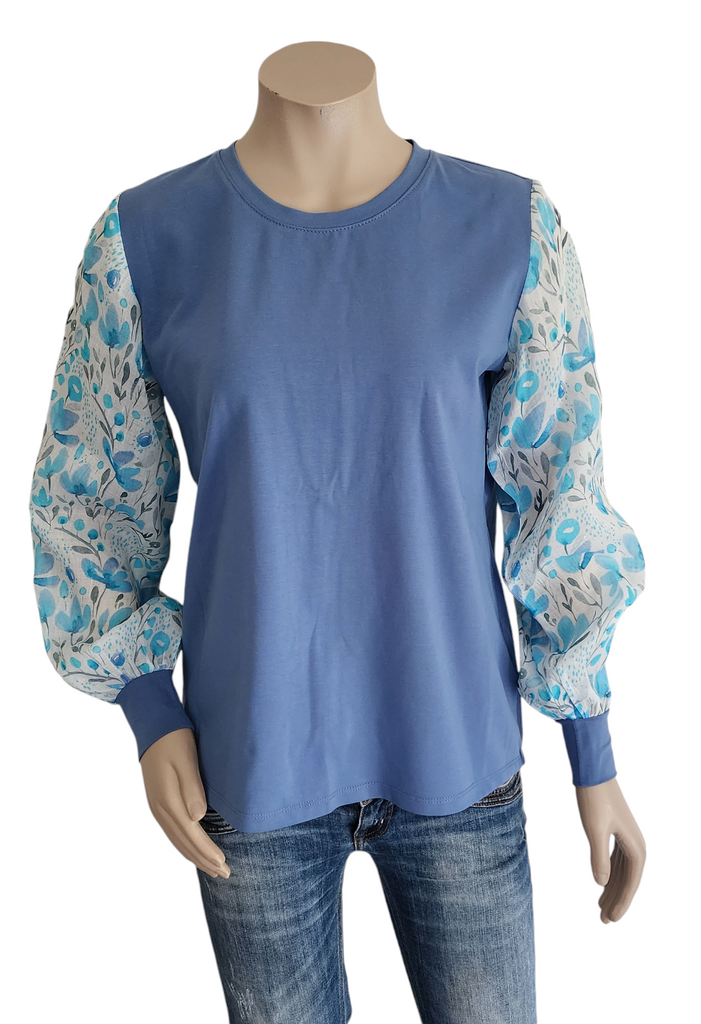 Blue Floral Romance  Top