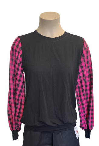 Black Pink Gingham Romance Top