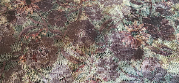 Choc Floral Mesh Polyester Spandex Fabric