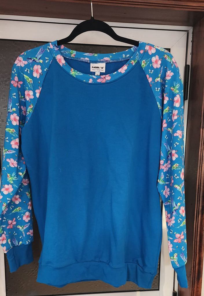 Blue Floral Bird Sweatshirt