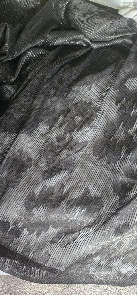 Black Stripey Floral Fabric