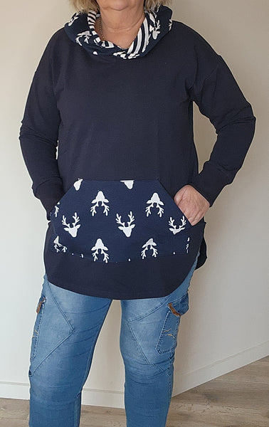 Navy Stag Hoody