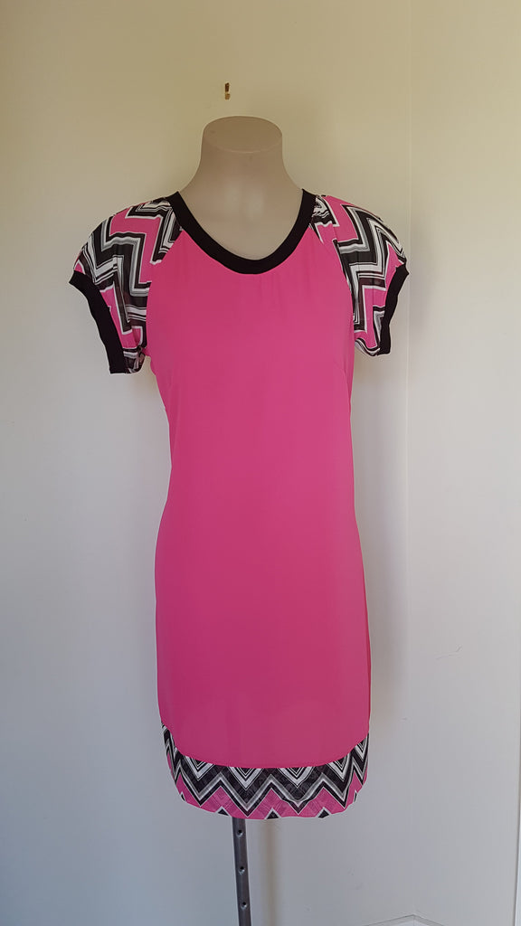 Pink Chevron Print Dress