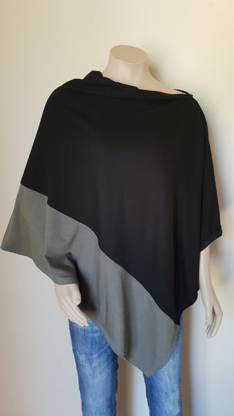 Two Tone Poncho 100%  Merino