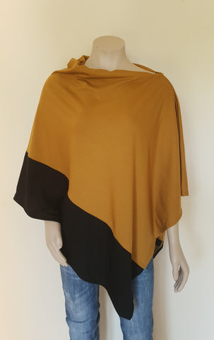 Two Tone Poncho 100%  Merino