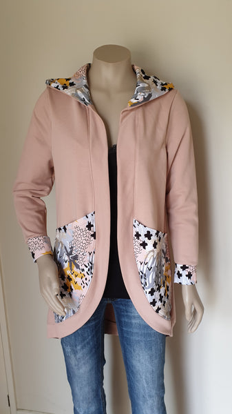 Blush Pink Longline Hooded Cardi