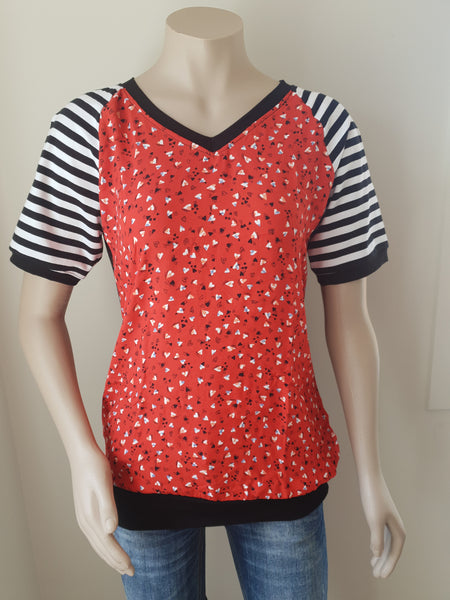 Red HeartStripe Top