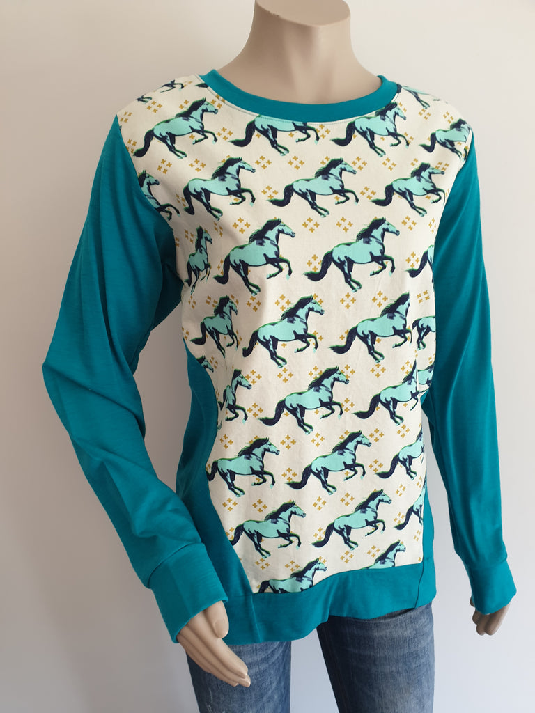 Teal Merino Horse Jumper