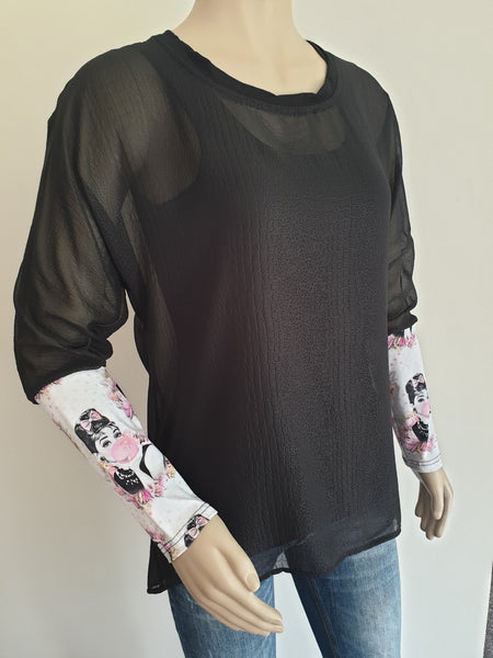 Black Audrey Batwing Top