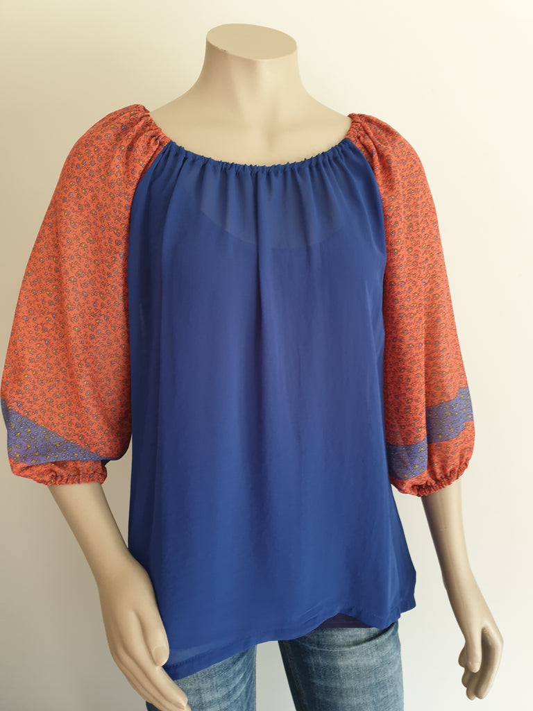 Blue / Mellon Floral Top