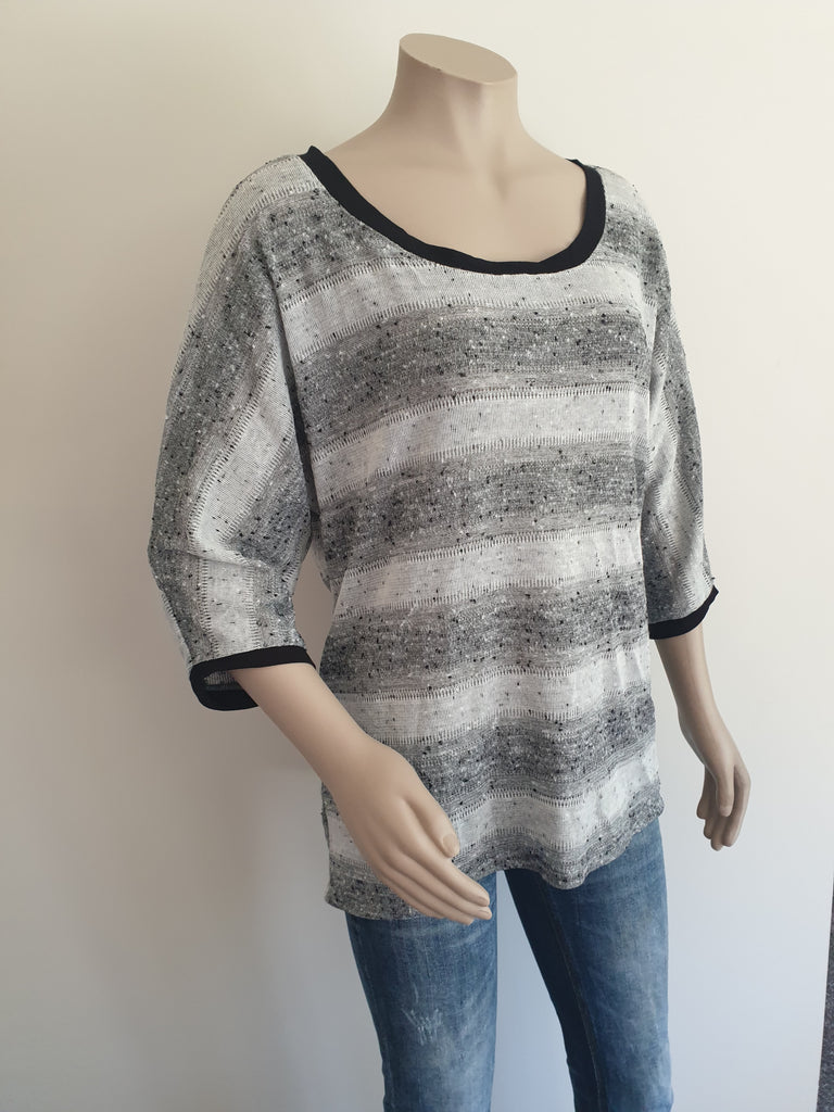 Linen Mix Knit 3/4 Sleeve  Batwing Top