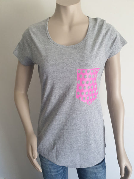 Grey Pink Print Tee