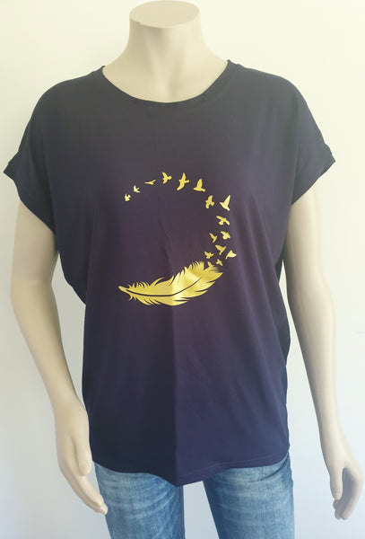 Navy with Gold Print