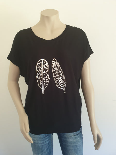 Black Tee with Silver Print