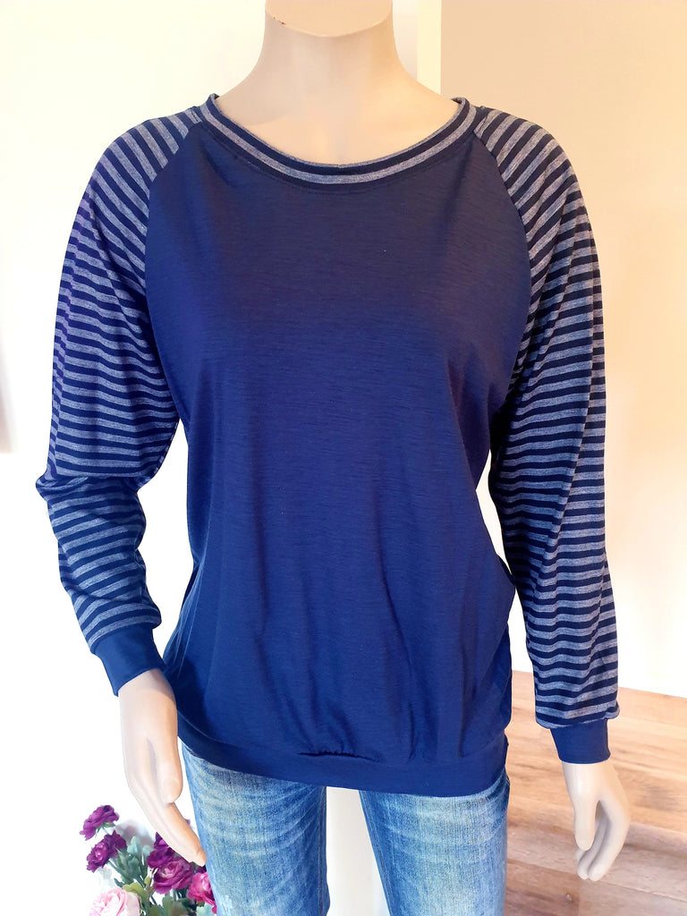 Navy Merino Stripe Jumper