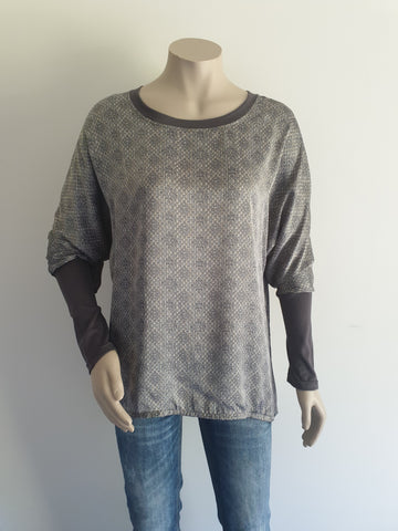 Blue & Grey Batwing Top