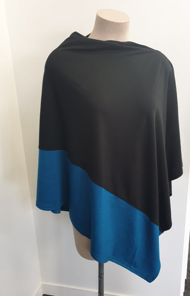 Two Tone Poncho 100%  Merino