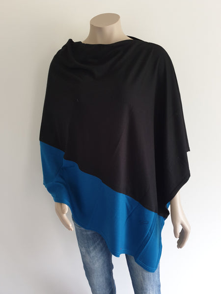 Two Tone Poncho 100%  Merino