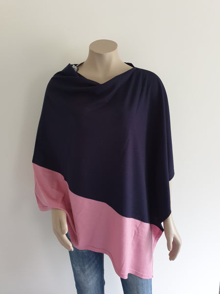 Two Tone Poncho 100%  Merino