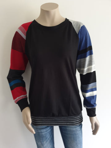 Mismatched Black Merino Stripe Jumper