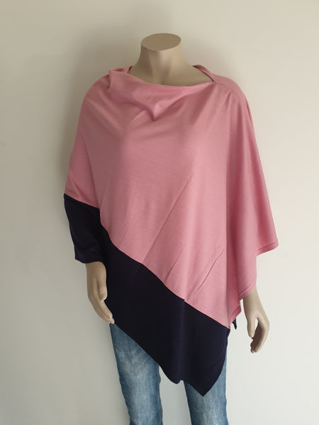 Two Tone Poncho 100%  Merino