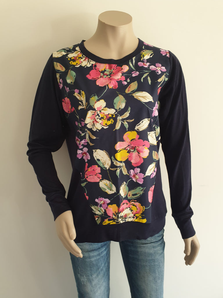 Navy Merino Floral Jumper