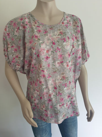 Grey Pink Floral DixieTop