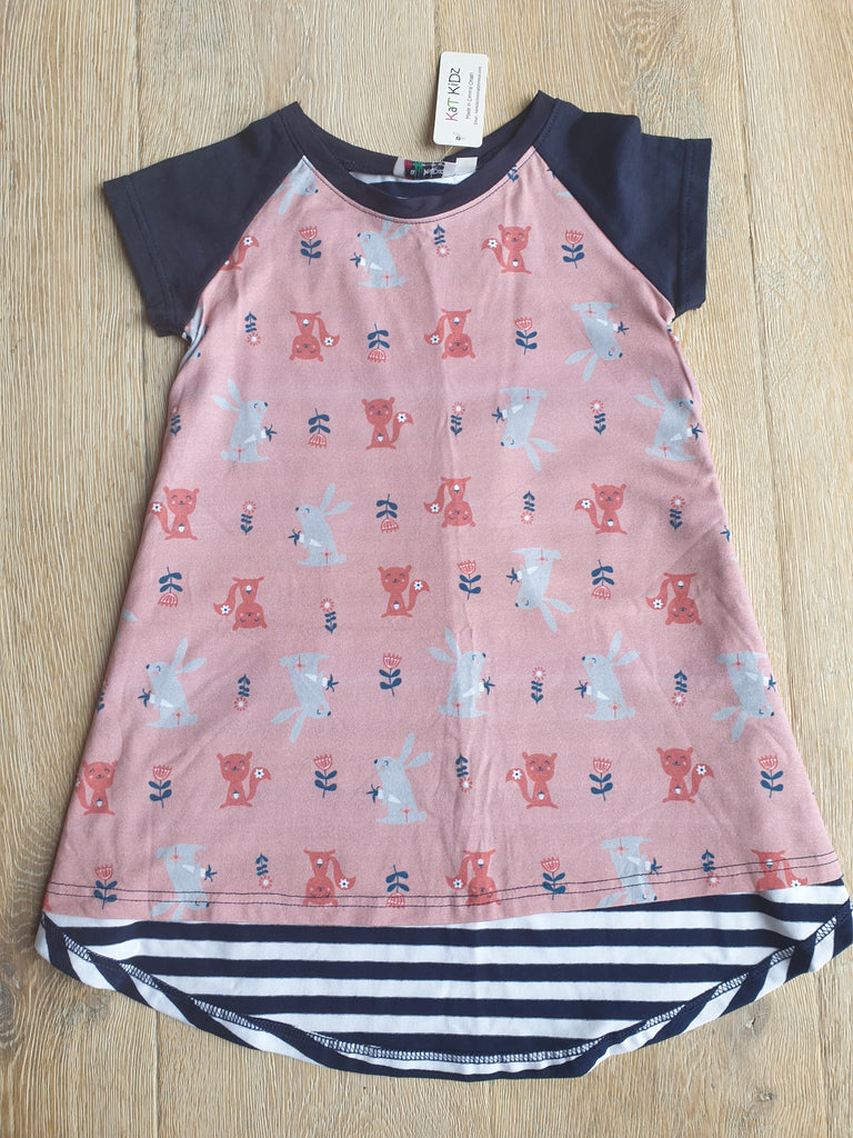 Pink Rabbit & Squirrel T-Shirt Dress