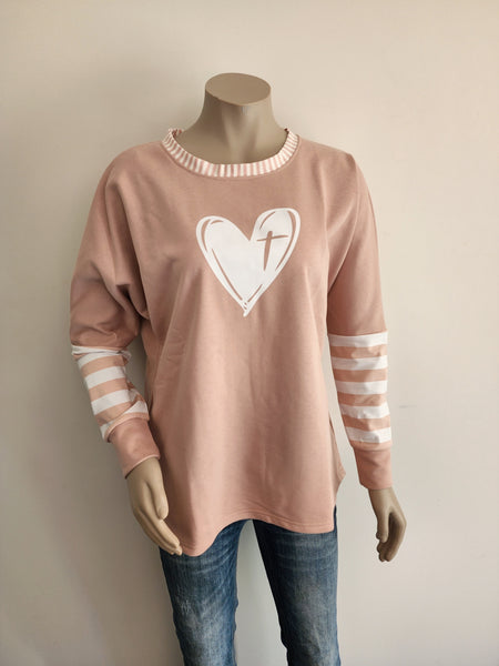 Blush Heart Batwing Top