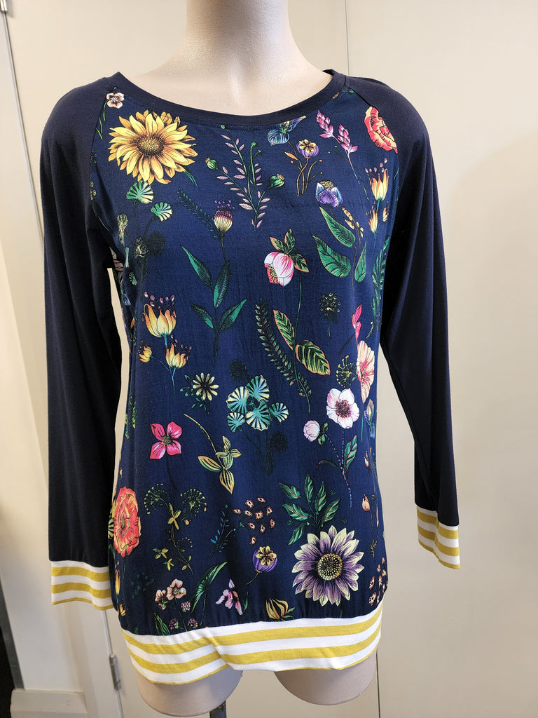 Navy & Mustard Floral Top