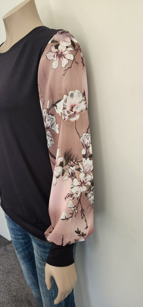 Pink Floral Sleeve Romance Top