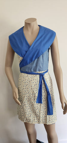 Blue Print Cotton Wrap Dress 02