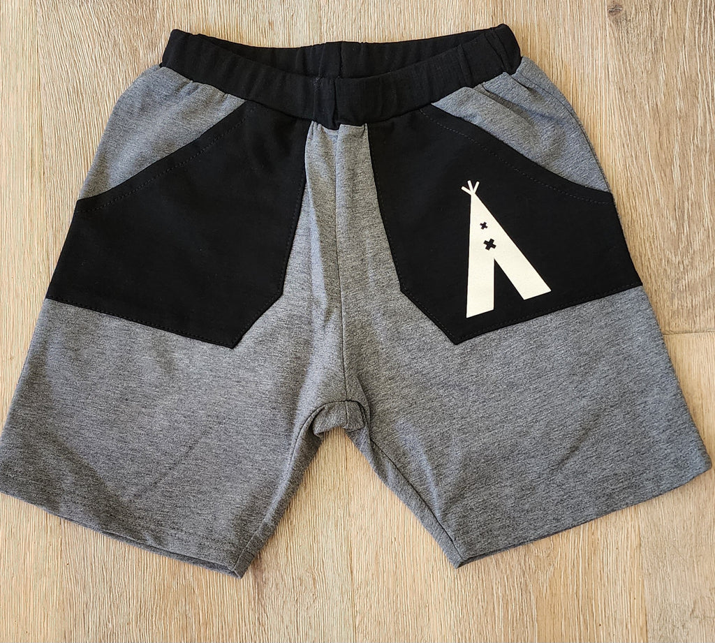 Grey - Silver Tee Pee  Shorts