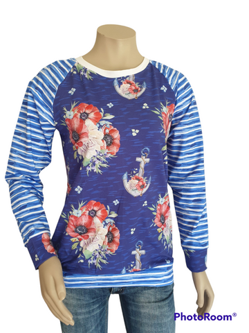 Floral Anchor Sweatshirt Top